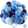 Qifu ballons anniversaire bleu-52 pièces 12 pouces ballon bleu marine macaron bleu pastel et ballon helium bleu métallisés ballo