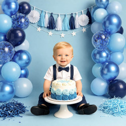 Qifu ballons anniversaire bleu-52 pièces 12 pouces ballon bleu marine macaron bleu pastel et ballon helium bleu métallisés ballo