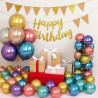 Ballons Anniversaire Métalliques Multicolore, 52 Pièces Ballons Multi-couleurs, Ballon Métalliques avec Bleu Rose Or, Ballon Hel