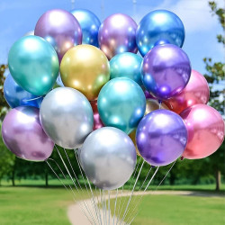 Ballons Anniversaire Métalliques Multicolore, 52 Pièces Ballons Multi-couleurs, Ballon Métalliques avec Bleu Rose Or, Ballon Hel