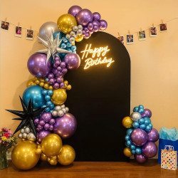 Ballons Anniversaire Métalliques Multicolore, 52 Pièces Ballons Multi-couleurs, Ballon Métalliques avec Bleu Rose Or, Ballon Hel