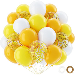 QIFU Ballons Jaune Dorés-50Pcs,Ballon Confettis Doré, Latex Ballon Helium Pour Decoration Anniversaire Mariage Baby Shower Gende