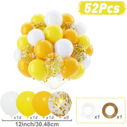 QIFU Ballons Jaune Dorés-50Pcs,Ballon Confettis Doré, Latex Ballon Helium Pour Decoration Anniversaire Mariage Baby Shower Gende