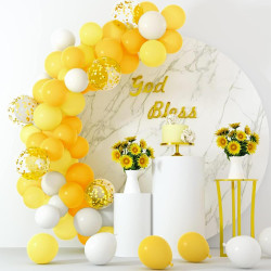 QIFU Ballons Jaune Dorés-50Pcs,Ballon Confettis Doré, Latex Ballon Helium Pour Decoration Anniversaire Mariage Baby Shower Gende