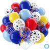 Ballon Chien Pat Rouge Jaune Et Bleu - 50 Pièces Bleu Rouge Jaune Ballons Avec Ballons Patte De Chien, Helium Confettis Ballon P