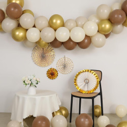 Ballons anniversaire marron, 62 ballon marron et beige ballon beige ballons nude dorés ballonhelium or avec rubans pour bapteme 
