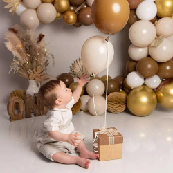 Ballons anniversaire marron, 62 ballon marron et beige ballon beige ballons nude dorés ballonhelium or avec rubans pour bapteme 
