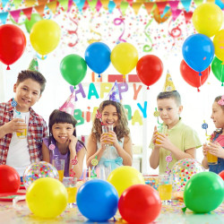 QIFU Ballons d'Anniversaire Colorés-50Pcs, Ballon Bleu Vert Rouge Jaune Latex Ballon Helium,Ballons Confettis Pour Deco Annivers