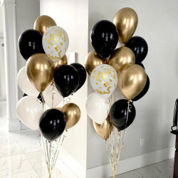 62 Pièces Ballons Noir Or Blanc Anniversaire, Helium Ballon Blanc Noir Et Doré Confettis Paillette Or pour Ballon Anniversaire M