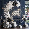 QIFU 50 Pièces Ballon Noir Et Blanc,12 Pouces Métallique Argentés Confettis Latex Hélium Ballon Avec Ruban Decoration Anniversai