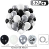 QIFU 50 Pièces Ballon Noir Et Blanc,12 Pouces Métallique Argentés Confettis Latex Hélium Ballon Avec Ruban Decoration Anniversai