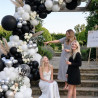 QIFU 50 Pièces Ballon Noir Et Blanc,12 Pouces Métallique Argentés Confettis Latex Hélium Ballon Avec Ruban Decoration Anniversai