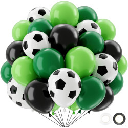 QIFU Ballons De Football 50 Pièces 12 Pouces Ballons Latex,Ballon Vert Noir, Ballon Anniversaire Football Enfant,Decoration Fete