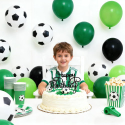 QIFU Ballons De Football 50 Pièces 12 Pouces Ballons Latex,Ballon Vert Noir, Ballon Anniversaire Football Enfant,Decoration Fete
