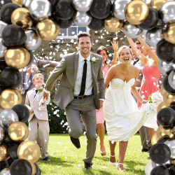 Ballons Anniversaire Noir Or Argent, 52 Pièces Ballon Noir Doré Argenté, Metallic Or Argent Helium Balloons pour Homme Décoratio
