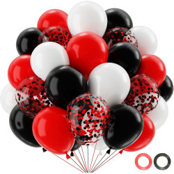 QIFU Ballon Rouge Noir Blanc-50Pcs Latex Hélium Ballon Confettis Pour Enfant Birthday Decoration,Decoration Anniversaire Casino 