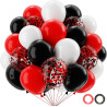 QIFU Ballon Rouge Noir Blanc-50Pcs Latex Hélium Ballon Confettis Pour Enfant Birthday Decoration,Decoration Anniversaire Casino 