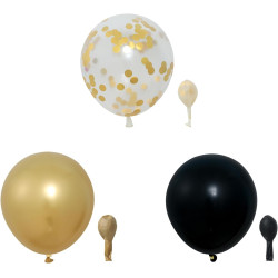 Ballons Noir Et Or Anniversaire, 52 Pièces 12 poucesBallon Baudruche Noir Doré, Ballon Helium Transparent Avec Confettis Or Pour