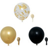 Ballons Noir Et Or Anniversaire, 52 Pièces 12 poucesBallon Baudruche Noir Doré, Ballon Helium Transparent Avec Confettis Or Pour