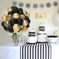 Ballons Noir Et Or Anniversaire, 52 Pièces 12 poucesBallon Baudruche Noir Doré, Ballon Helium Transparent Avec Confettis Or Pour
