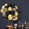 Ballons Noir Et Or Anniversaire, 52 Pièces 12 poucesBallon Baudruche Noir Doré, Ballon Helium Transparent Avec Confettis Or Pour