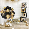 Ballons Noir Et Or Anniversaire, 52 Pièces 12 poucesBallon Baudruche Noir Doré, Ballon Helium Transparent Avec Confettis Or Pour