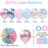 Ballons Anniversaire Rose Bleu, 52 Pièces Ballon Helium Métallique et Ballon Confettis avec Ruban, Arche Ballons pour Gender Rev