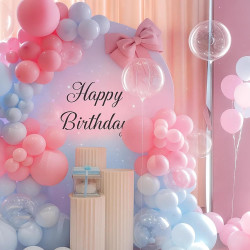 Ballons Anniversaire Rose Bleu, 52 Pièces Ballon Helium Métallique et Ballon Confettis avec Ruban, Arche Ballons pour Gender Rev