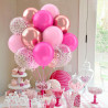 Ballons anniversaire rose, 52 pièces ballon rose ballon rose or, ballon helium transparent confettis violet, ballons rosé décora