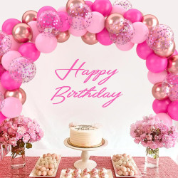 Ballons anniversaire rose, 52 pièces ballon rose ballon rose or, ballon helium transparent confettis violet, ballons rosé décora