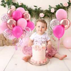Ballons anniversaire rose, 52 pièces ballon rose ballon rose or, ballon helium transparent confettis violet, ballons rosé décora