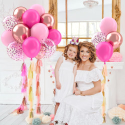 Ballons anniversaire rose, 52 pièces ballon rose ballon rose or, ballon helium transparent confettis violet, ballons rosé décora