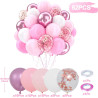 Ballons Anniversaire Rose Blancs, 52 Pièces Hélium Ballons Roses Blancs Avec Rubans, Ballon Rose Pour Mariage, Décoration Annive