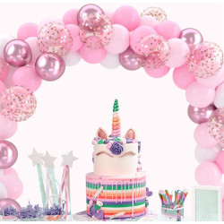 Ballons Anniversaire Rose Blancs, 52 Pièces Hélium Ballons Roses Blancs Avec Rubans, Ballon Rose Pour Mariage, Décoration Annive