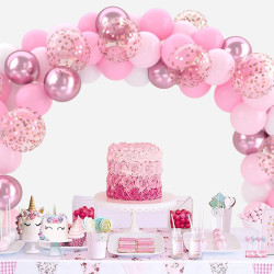 Ballons Anniversaire Rose Blancs, 52 Pièces Hélium Ballons Roses Blancs Avec Rubans, Ballon Rose Pour Mariage, Décoration Annive