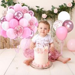 Ballons Anniversaire Rose Blancs, 52 Pièces Hélium Ballons Roses Blancs Avec Rubans, Ballon Rose Pour Mariage, Décoration Annive