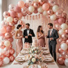 Qifu ballon rose rétro-50 pièces 12pouces ballons anniversaire rose or,metallique pastel, beige et confetti ballon helium pour d
