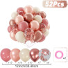 Qifu ballon rose rétro-50 pièces 12pouces ballons anniversaire rose or,metallique pastel, beige et confetti ballon helium pour d