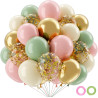 Qifu ballons vert sauge rose 50 pièces ballon beige blanc confettis doré latex ballon helium pour decoration anniversaire mariag