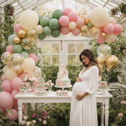 Qifu ballons vert sauge rose 50 pièces ballon beige blanc confettis doré latex ballon helium pour decoration anniversaire mariag