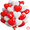 QIFU Ballon Coeur Rouge Blanc -50Pcs 12 Pouces Ballons En Latex En Forme De Cœur Ballon Helium Pour Ballons Anniversaire Deco Ma