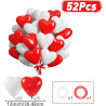 QIFU Ballon Coeur Rouge Blanc -50Pcs 12 Pouces Ballons En Latex En Forme De Cœur Ballon Helium Pour Ballons Anniversaire Deco Ma