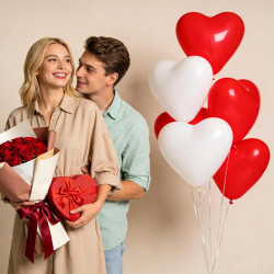 QIFU Ballon Coeur Rouge Blanc -50Pcs 12 Pouces Ballons En Latex En Forme De Cœur Ballon Helium Pour Ballons Anniversaire Deco Ma