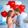 QIFU Ballon Coeur Rouge Blanc -50Pcs 12 Pouces Ballons En Latex En Forme De Cœur Ballon Helium Pour Ballons Anniversaire Deco Ma