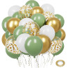 Ballons Anniversaire Vert Or,50 Pcs Ballons Rétro Verts Et Or Blanc Confettis Ballon Mariage,Ballon Vert Sauge Pour Décoration A