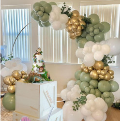 Ballons Anniversaire Vert Or,50 Pcs Ballons Rétro Verts Et Or Blanc Confettis Ballon Mariage,Ballon Vert Sauge Pour Décoration A