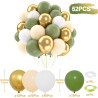 Ballons Anniversaire Vert Sauge Or, Ballons Vert Blanc, 52 Pièces Ballon Helium Olive Métalliques Or, Arche Ballon Sauge pour De