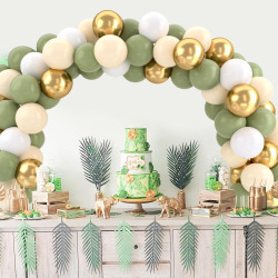 Ballons Anniversaire Vert Sauge Or, Ballons Vert Blanc, 52 Pièces Ballon Helium Olive Métalliques Or, Arche Ballon Sauge pour De