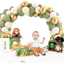 Ballons Anniversaire Vert Sauge Or, Ballons Vert Blanc, 52 Pièces Ballon Helium Olive Métalliques Or, Arche Ballon Sauge pour De