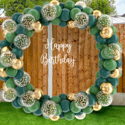 Ballons Anniversaire Vert Doré, 52 Pièces Ballons Hélium Rétro Verts Avec Rubans, Ballon Vert Sauge Confettis Métallisé Or Latex